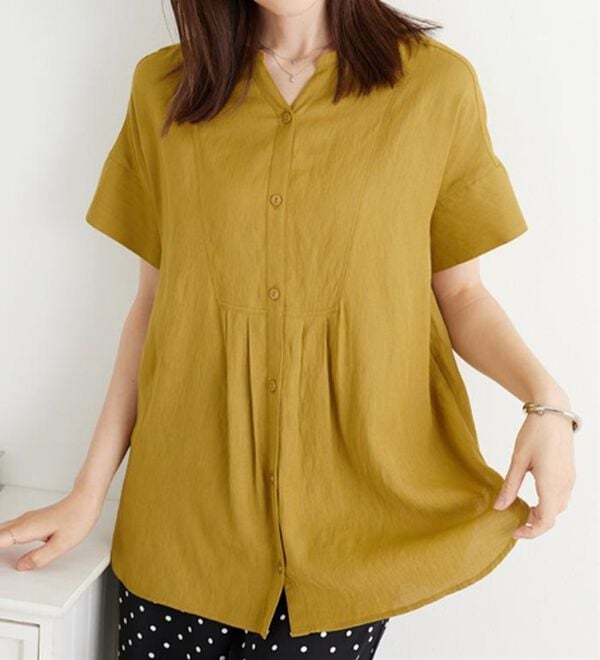 BELLUNA（ベルーナ）の「麻調素材タック使いシャツチュニック（ブラウス）」｜詳細画像