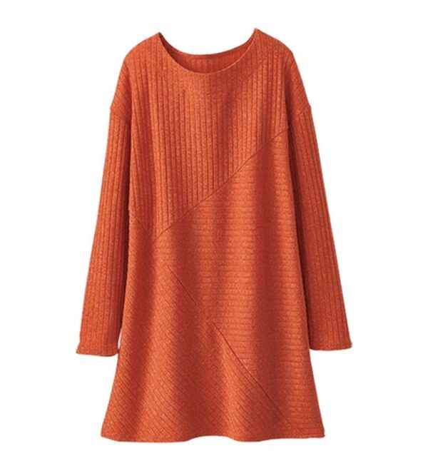 BELLUNA（ベルーナ）の「杢調テレコ素材切替デザインチュニック（チュニック）」｜詳細画像