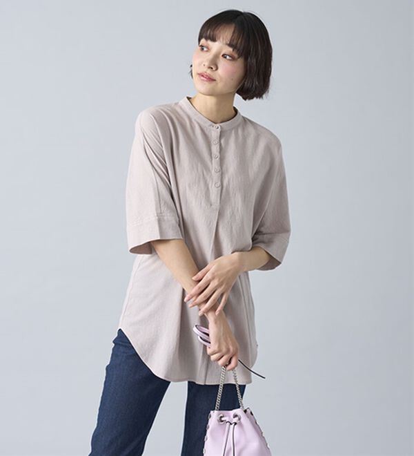 BELLUNA（ベルーナ）の「綿１００％ワッシャー素材ゆったりドルマンブラウス（ブラウス）」｜詳細画像