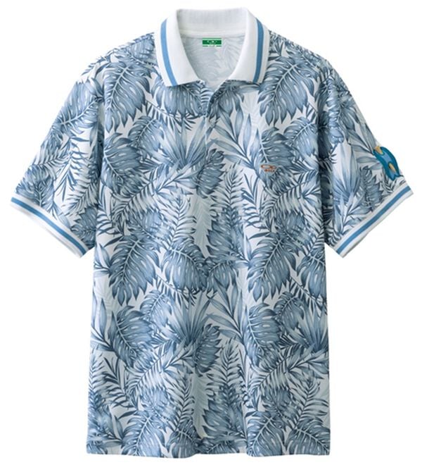 「＜オーシャンパシフィック＞リーフ柄サーフポロシャツ（メンズパーカー）」｜ブルー