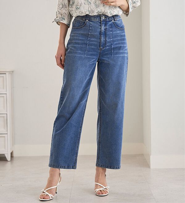 BELLUNA（ベルーナ）の「ヒンヤリ冷感！ライトオンスジーンズ（ワイド）（ワイドパンツ・ガウチョ）」｜詳細画像