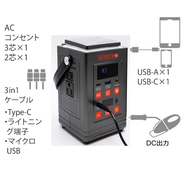 「ＦＭラジオ付きリン酸鉄ポータブル電源＆折畳みソーラーパネル（テレビ・オーディオ・カメラ機器）」｜詳細画像