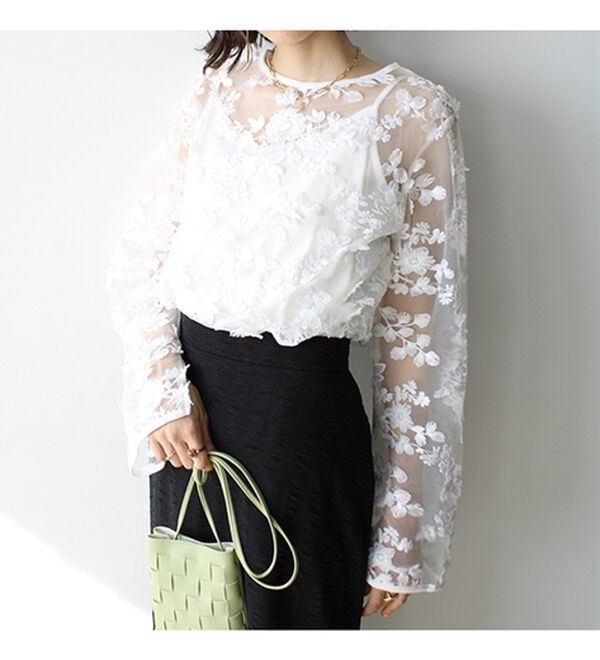 GeeRA（ジーラ）の「３Ｄレースブラウス（ブラウス）」｜詳細画像