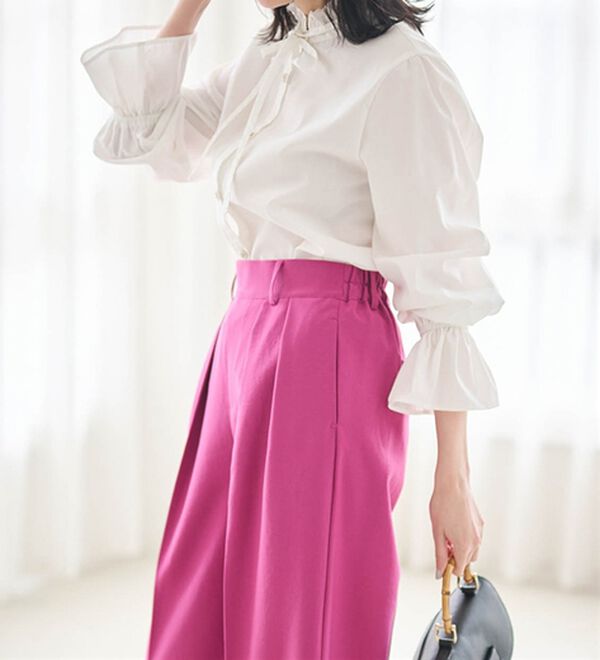 RANAN（ラナン）の「プチフリルリボン付きブラウス（ブラウス）」｜詳細画像