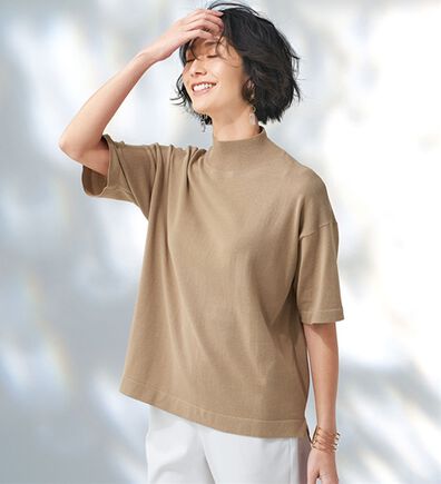 BELLUNA（ベルーナ）の「【選べるデザイン】Ｔシャツが苦手な方に！ひんやり綿混ニットＴ（ニット・セーター）」