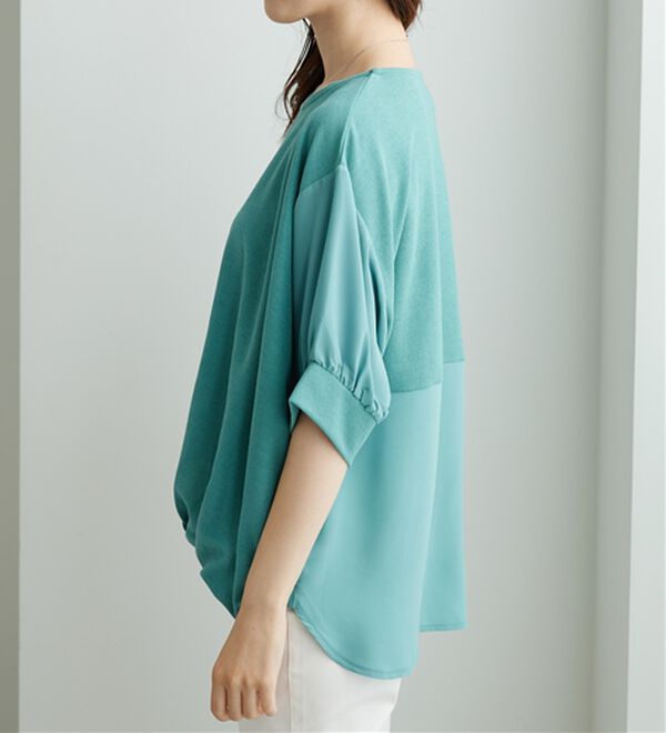 BELLUNA（ベルーナ）の「【新色追加】&ldquo;2点セット&rdquo;ネックレス付！異素材裾タックプルオーバー（カットソー）」｜詳細画像