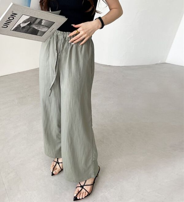 GeeRA（ジーラ）の「冷感リネン風イージーワイドパンツ（ワイドパンツ・ガウチョ）」｜詳細画像