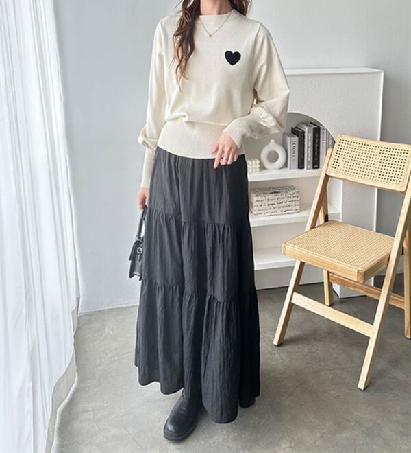 GeeRA（ジーラ）の「ハート刺繍ボリューム袖ニット（ニット・セーター）」｜詳細画像