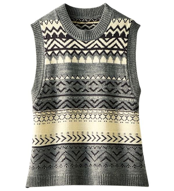 BELLUNA（ベルーナ）の「幾何柄ジャカードニットベスト（ベスト）」｜詳細画像