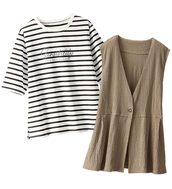 BELLUNA（ベルーナ）の「ジャカード素材ベストアンサンブル（アンサンブル）」｜詳細画像