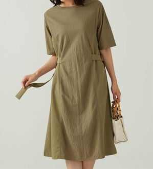 BELLUNA（ベルーナ）の「サイドバックル異素材切替ワンピース（その他ワンピース）」｜カーキ系