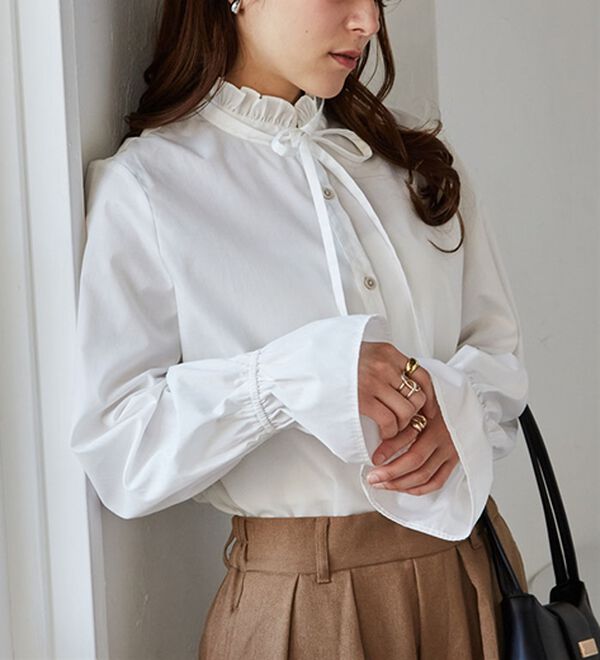 RANAN（ラナン）の「プチフリルリボン付きブラウス（ブラウス）」｜詳細画像
