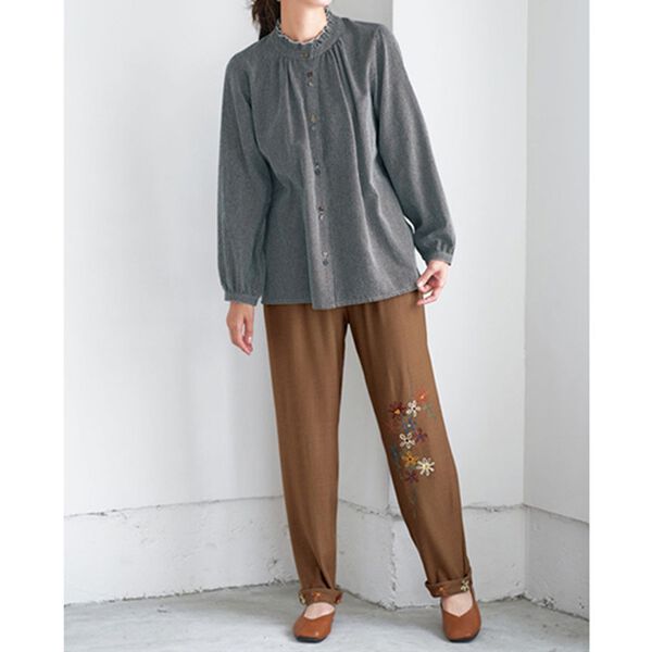 BELLUNA（ベルーナ）の「【２本組】お花刺しゅうコロンパンツ（フルレングスパンツ）」｜詳細画像