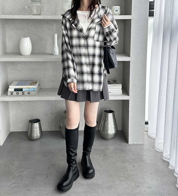 GeeRA（ジーラ）の「フード付きオーバーサイズシャツ（シャツ）」｜詳細画像