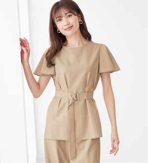 alotta（アロッタ）の「選べる！きれいめ麻調セットアップ（セットアップ）」｜ベージュ／ブラウス