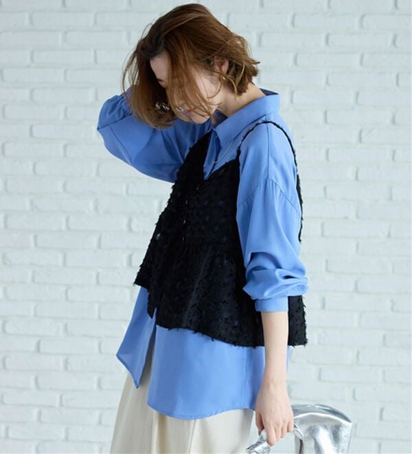 BELLUNA（ベルーナ）の「イージーケア！とろみ素材ビッグシャツ（シャツ）」｜詳細画像