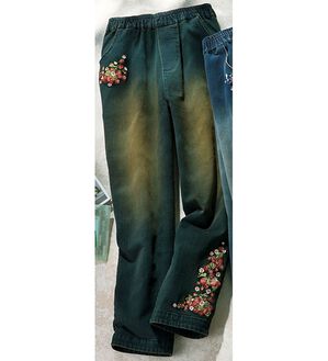 ルフラン（ルフラン）の「花刺しゅうゆるデニム＜ブルーナ＞（その他パンツ）」｜詳細画像