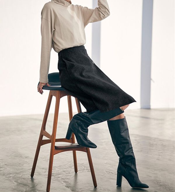 RANAN（ラナン）の「ウールライク素材ミディ丈スカート（ひざ丈スカート）」｜詳細画像