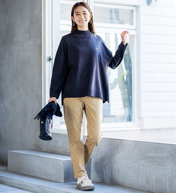 BELLUNA（ベルーナ）の「静電防止！蓄熱綿サテンストレッチカラーパンツ（フルレングスパンツ）」｜詳細画像