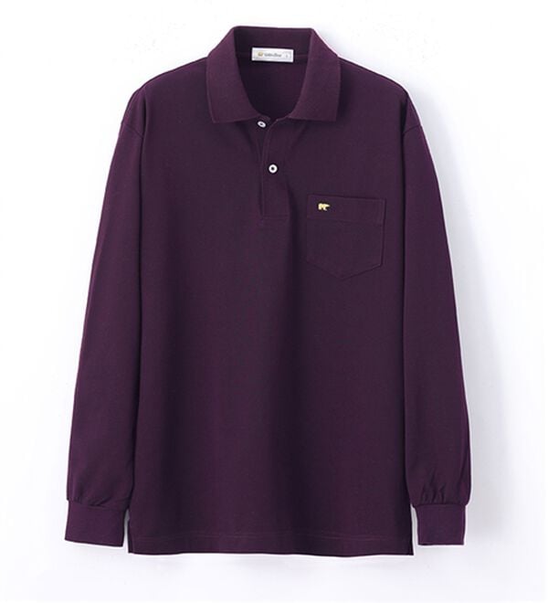 「＜ゴールデンベア＞上質国産ポロシャツ（長袖）（メンズポロシャツ）」｜パープル