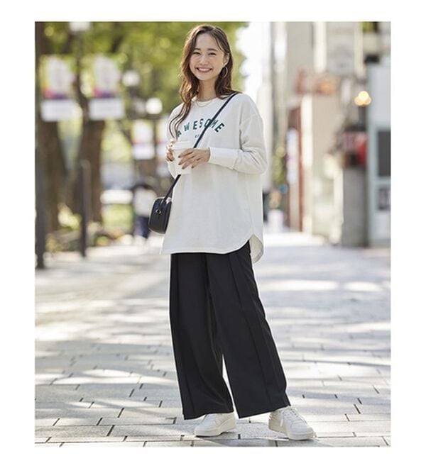 BELLUNA（ベルーナ）の「よれにくい！大人のロゴロングＴシャツ（カットソー）」｜詳細画像