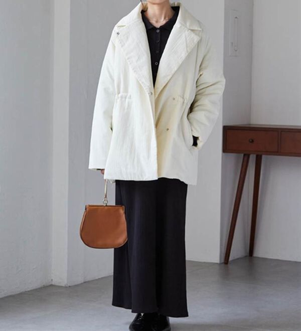 RANAN（ラナン）の「テーラードカラー中わたジャケット（ハーフコート）」｜詳細画像