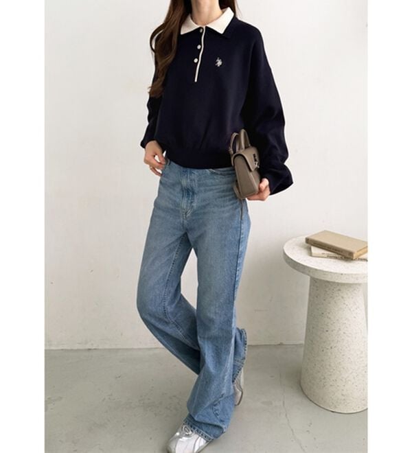 GeeRA（ジーラ）の「【U.S. POLO ASSN.】バイカラーポロ衿ニット（ニット・セーター）」｜詳細画像