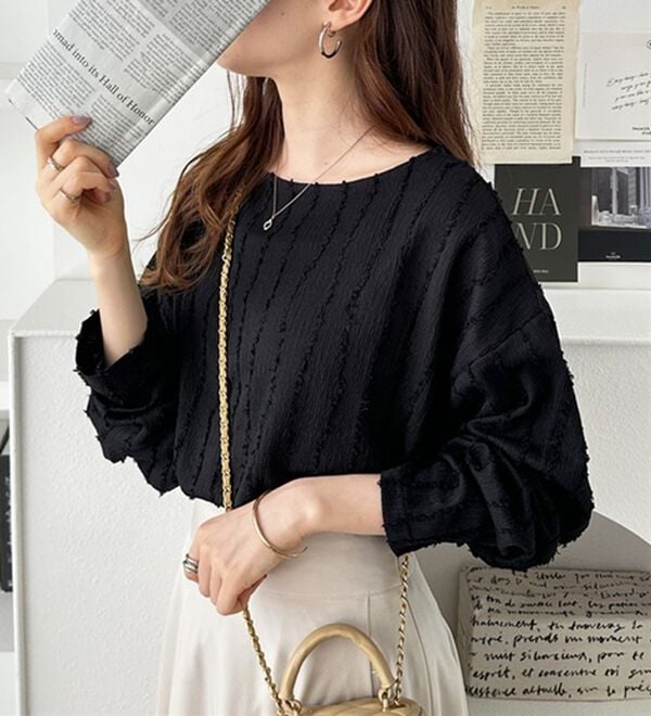 GeeRA（ジーラ）の「シャギージャカードボートネックカットソー（カットソー）」｜詳細画像