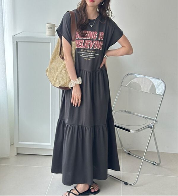 GeeRA（ジーラ）の「ピグメント風ティアードプリントＴシャツワンピース（カットソーワンピース）」｜詳細画像