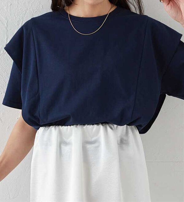 RANAN（ラナン）の「【ひんやり】華奢見えラッフルショルダーTシャツ（カットソー）」｜詳細画像