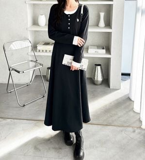 GeeRA（ジーラ）の「【U.S.POLOASSN】レイヤード風ヘンリーネックワンピース（カットソーワンピース）」｜詳細画像