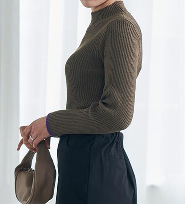 RANAN（ラナン）の「もちもちリブパイピングハイネックニット（ニット・セーター）」｜詳細画像
