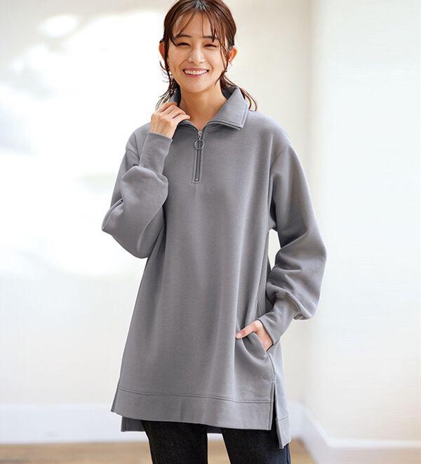 あったかキレイ！大人のハーフジップチュニック - ベルーナ【公式】