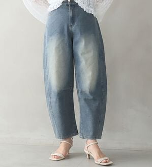 A HAPPY MARILYN（アハッピーマリリン）の「【Ｌ～８Ｌ】トレンドスタイルの、バレルパンツ。（ワイドパンツ・ガウチョ）」｜デニム／ブルー