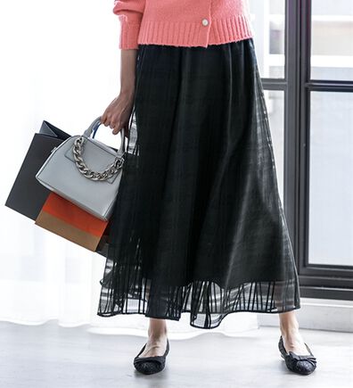RANAN（ラナン）の「シアーチェックスカート（ロングスカート）」