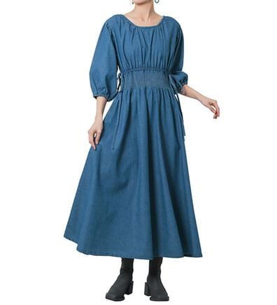 RANAN（ラナン）の「パフスリーブデニムワンピース（その他ワンピース）」