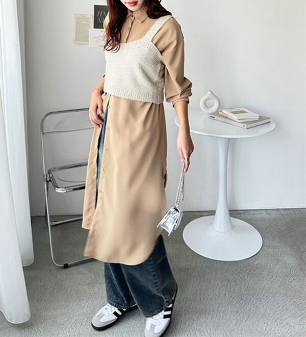 GeeRA（ジーラ）の「スリット入りロングシャツワンピース（シャツワンピース）」｜詳細画像