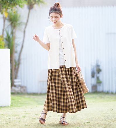 Viola e Viola（ヴィオラ エ ヴィオラ）の「チェック柄マキシ丈フレアースカート（ロングスカート）」