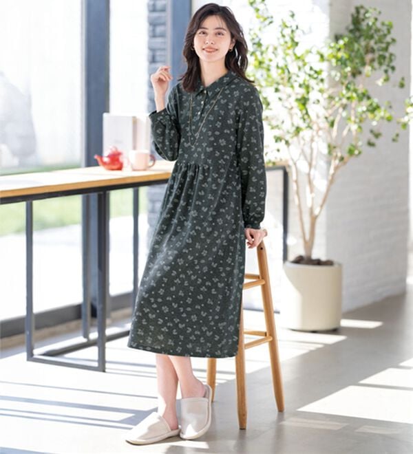 ルフラン（ルフラン）の「【２色組】小花柄衿付ロングワンピース（ロングワンピース）」｜詳細画像