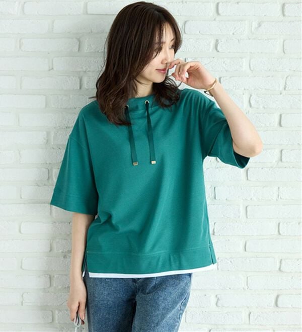 BELLUNA（ベルーナ）の「ワイドネックデザイン重ね着風プルオーバー（カットソー）」｜詳細画像