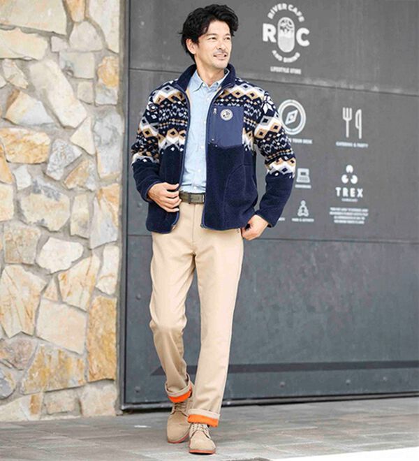 「＜ハッシュパピー＞フェアアイル柄ボアフリースブルゾン（メンズブルゾン）」｜詳細画像