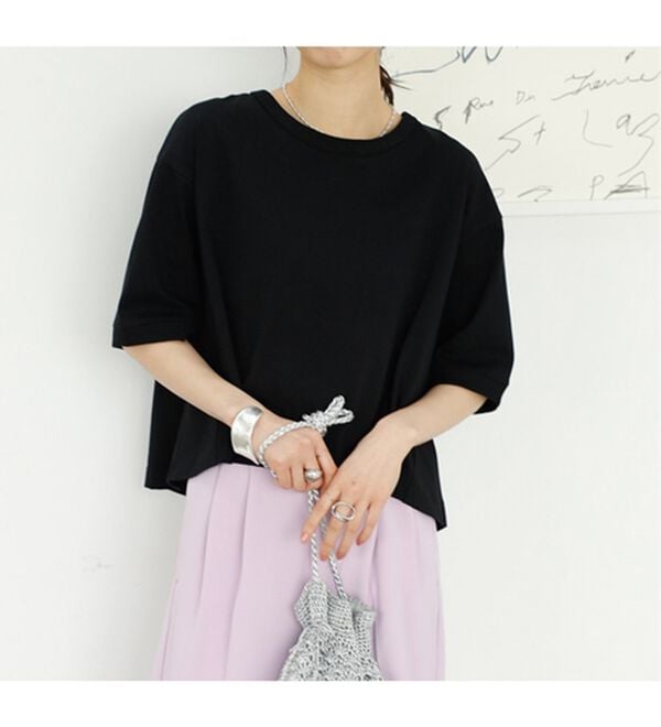 GeeRA（ジーラ）の「綿混素材クロップドＴシャツ（Tシャツ）」｜詳細画像