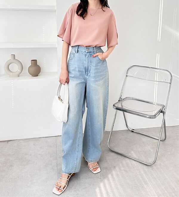 GeeRA（ジーラ）の「スリット入りフレアースリーブＴブラウス（ブラウス）」｜詳細画像