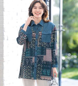 ルフラン（ルフラン）の「華やか柄シャツチュニック（シャツ）」｜詳細画像
