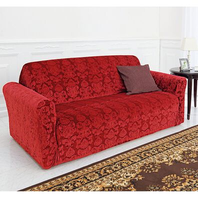 「立体オーナメント柄伸縮フィットソファカバー（ソファーカバー）」