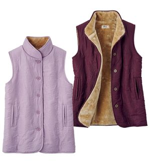 ルフラン（ルフラン）の「【２色組】エンボス使いのあったか上品ベスト（ベスト）」｜詳細画像