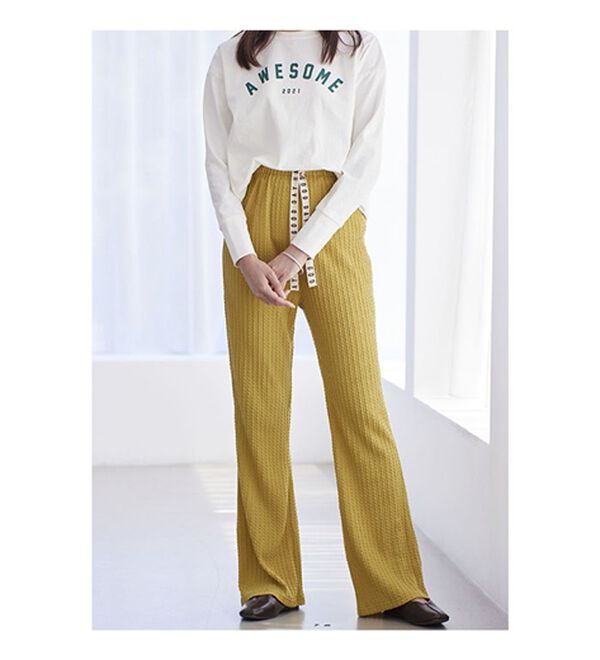 BELLUNA（ベルーナ）の「【３本組】ケーブルジャガードイージーパンツ（フルレングスパンツ）」｜詳細画像