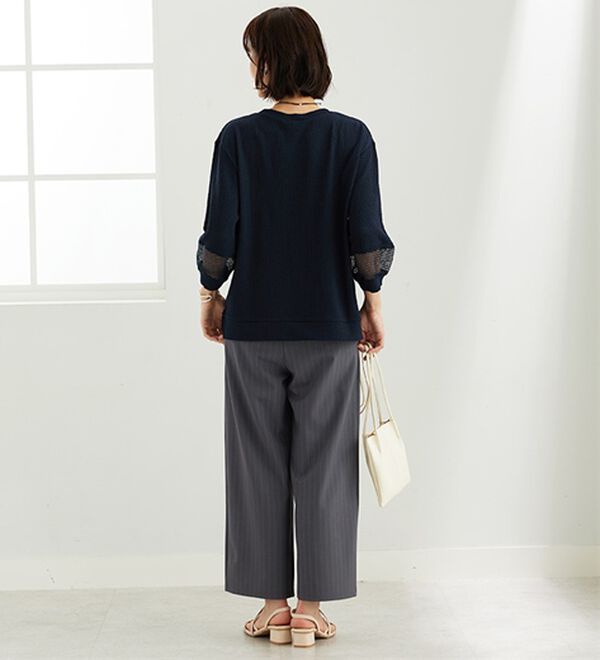 BELLUNA（ベルーナ）の「ジャカード素材袖メッシュレースプルオーバー（カットソー）」｜詳細画像