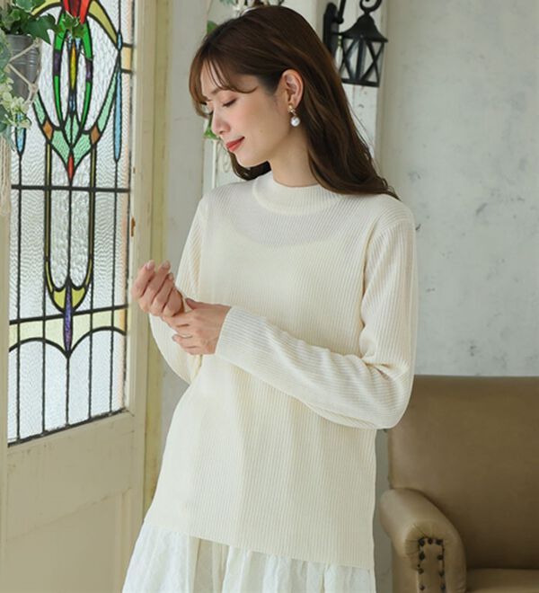 A HAPPY MARILYN（アハッピーマリリン）の「【ＬＬ～６Ｌ】Ｔシャツ感覚で着れる カメレオン級の着回しが叶う リブ ニット（ニット・セーター）」｜詳細画像