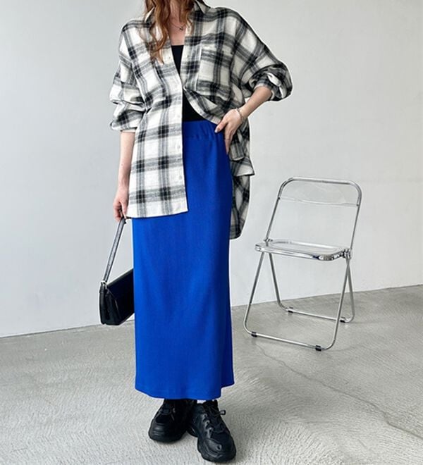 GeeRA（ジーラ）の「【着回し力◎】楽ちんすっきり見え！リブロングスカート（ロングスカート）」｜詳細画像